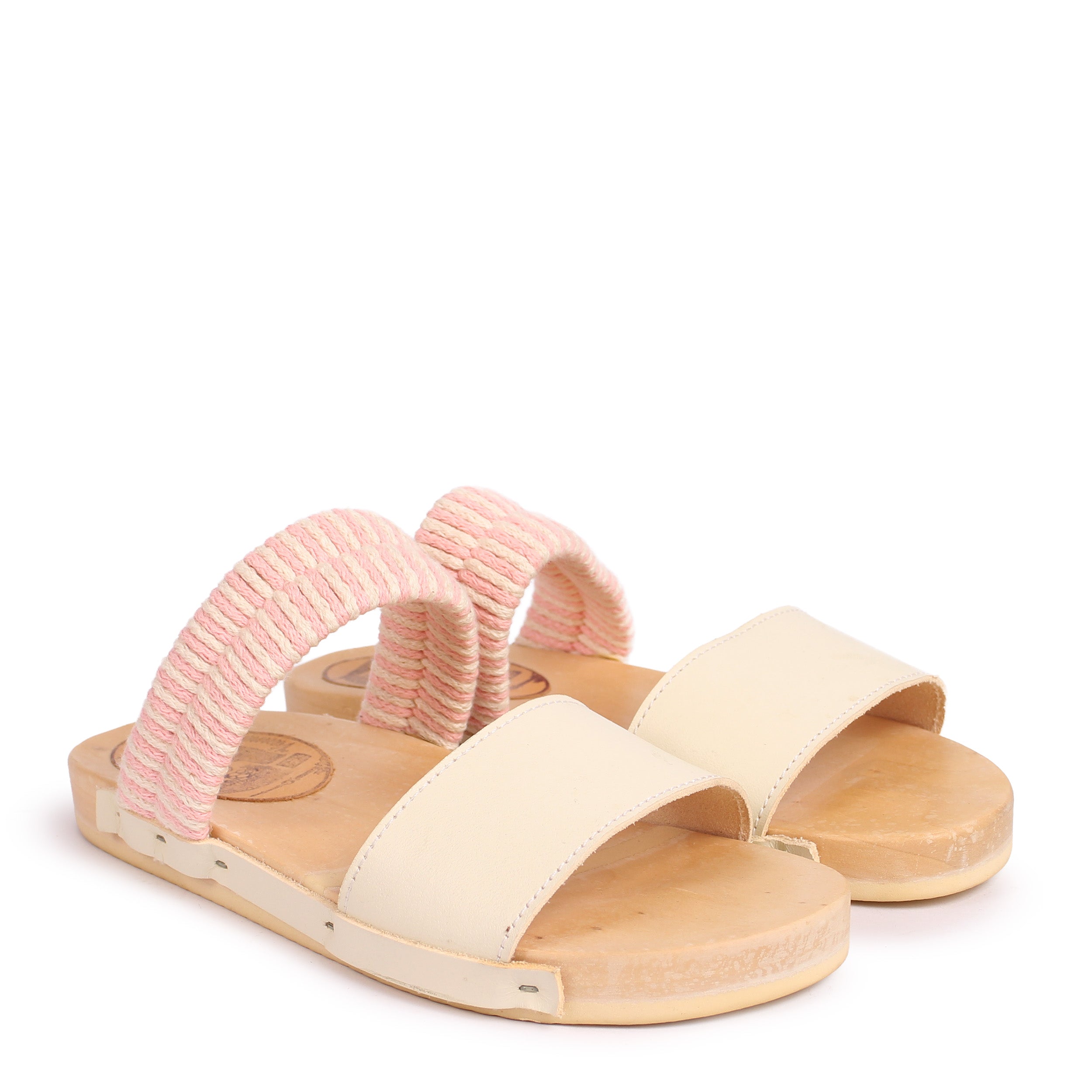 BOBO 2 + Leather Cotton Clog Flats + Pink White