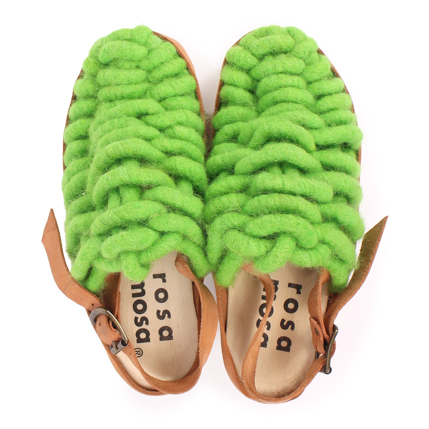 NET PANTO WOOL STRAP + Woven Wool Strap Clogs + Lime Green