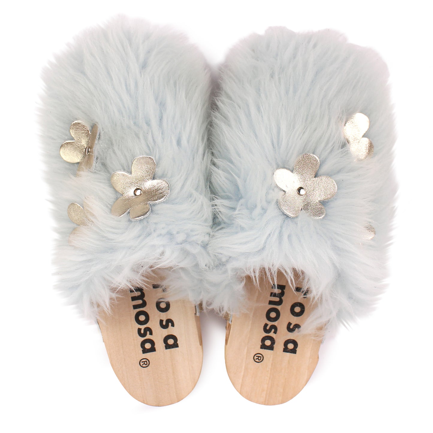 PANTO CURLY FIORE + Shearling Clog Shoes + Sky Blue