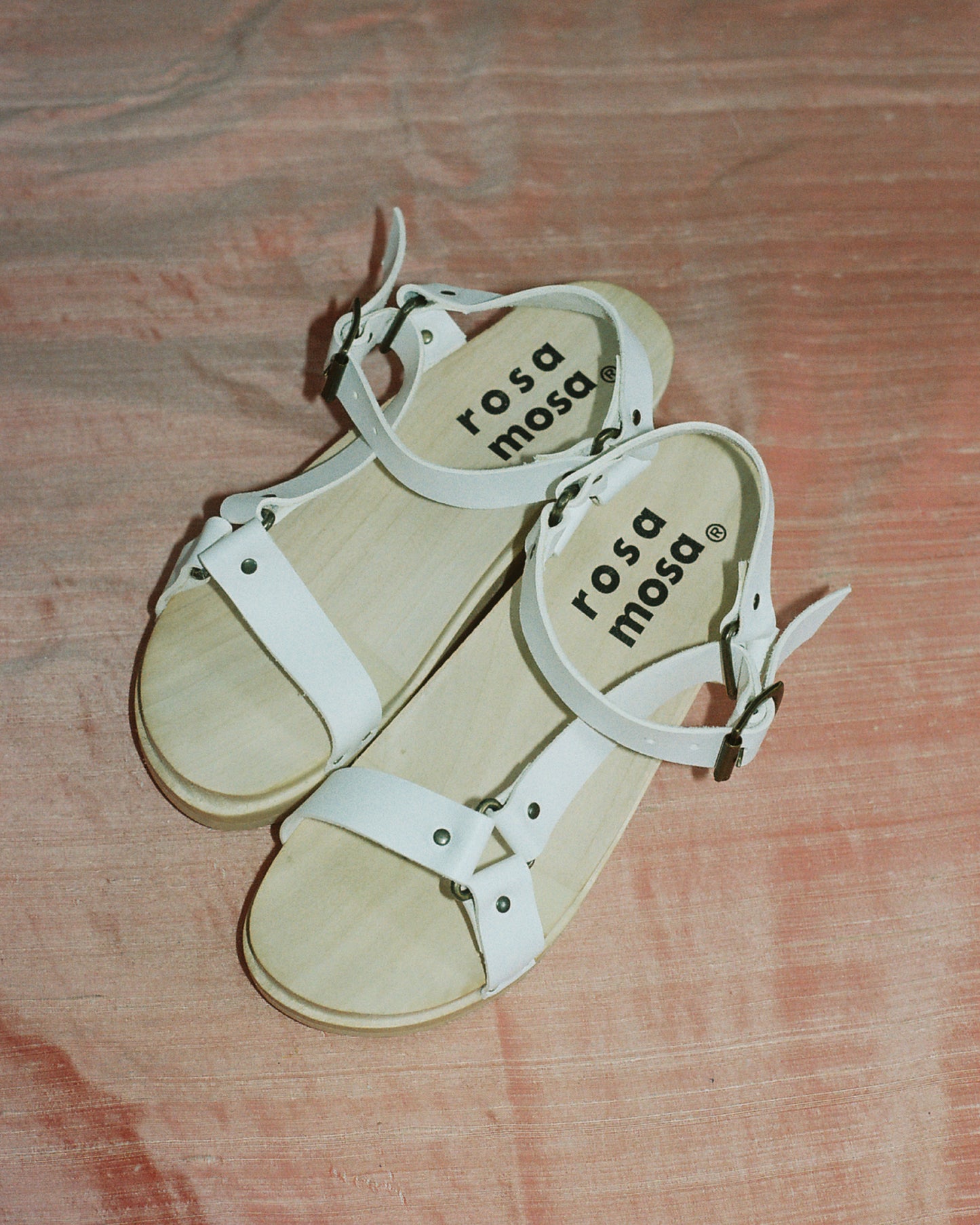 DONAU TRACK + Leather Strap Clog Sandals + White