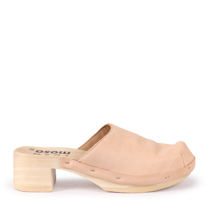 ROCCO GEO + Leather Clogs + Powder Beige