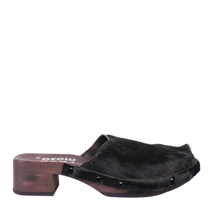 ROCCO GEO + Mucca Leather Clog Shoes + All Black