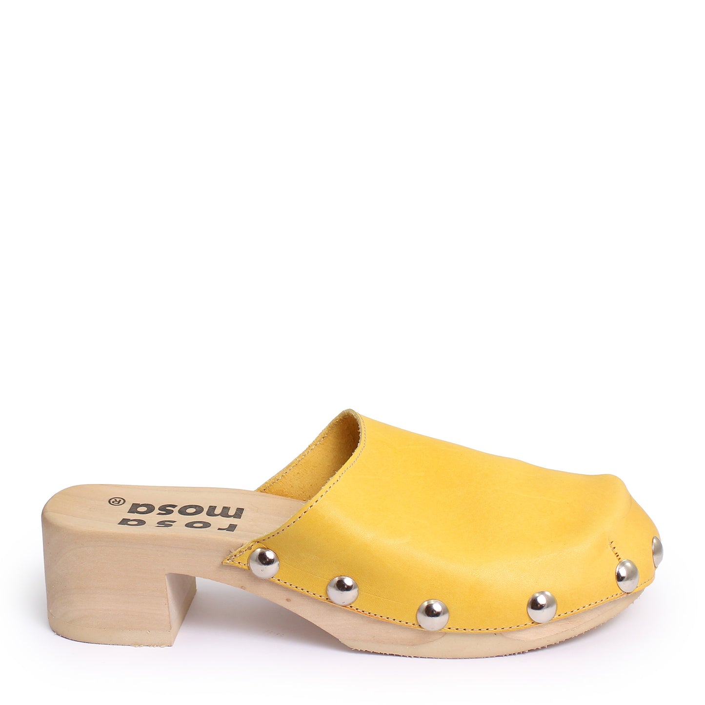 ROCCO GEO STUD + Leather Clog Shoes + Yellow