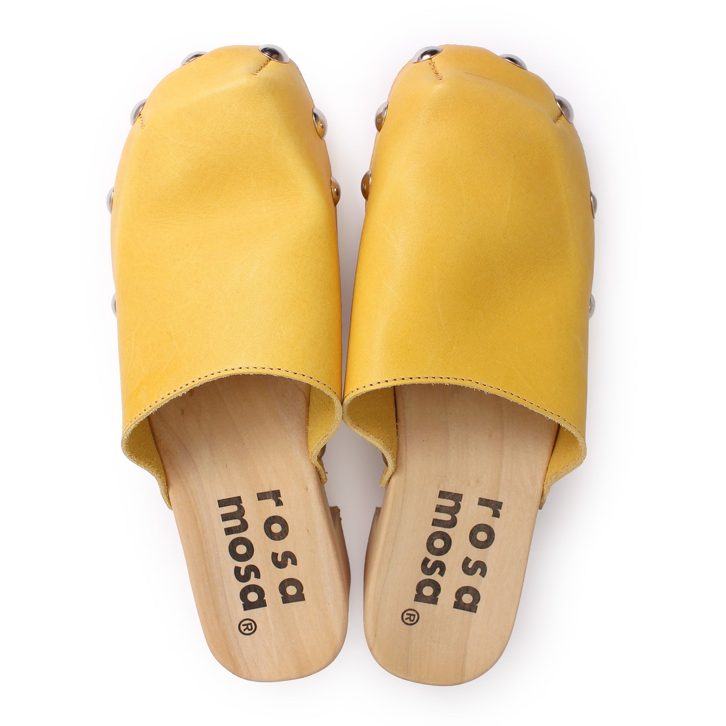 ROCCO GEO STUD + Leather Clog Shoes + Yellow