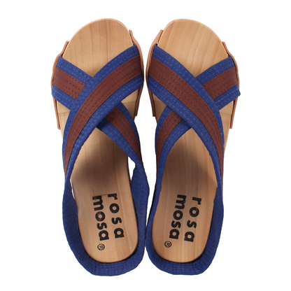 ROCCO JUDO X + Cotton Clog Sandals + Blue Brown