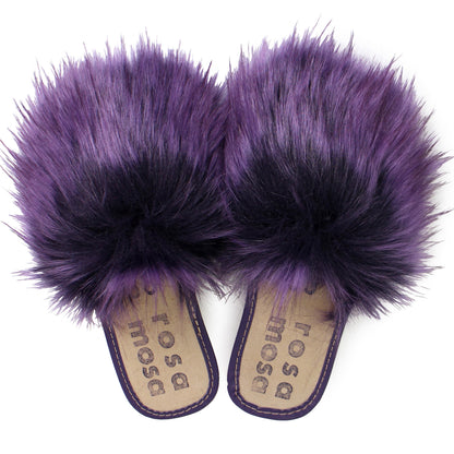 rosa mosa faux fur slippers silver purple