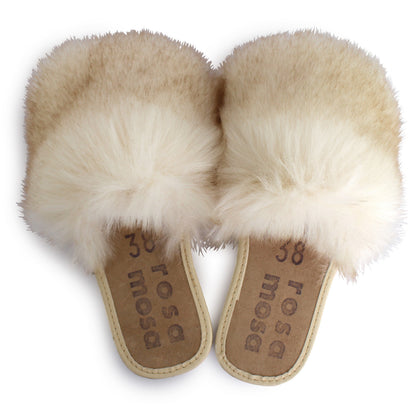  rosa mosa white beige  faux fur slippers