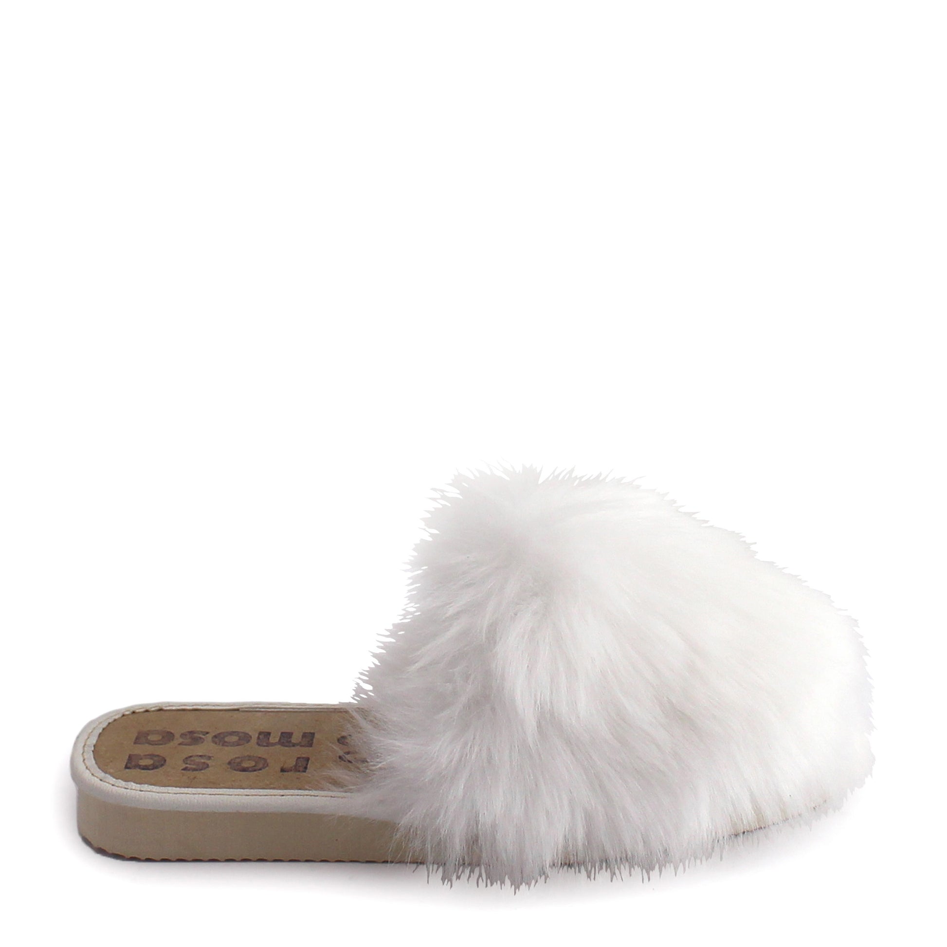 rosa mosa faux fur slippers white