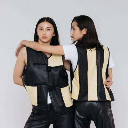 Gilet Vest ERIS Leather + Reversible Leather Vest + Black Deer
