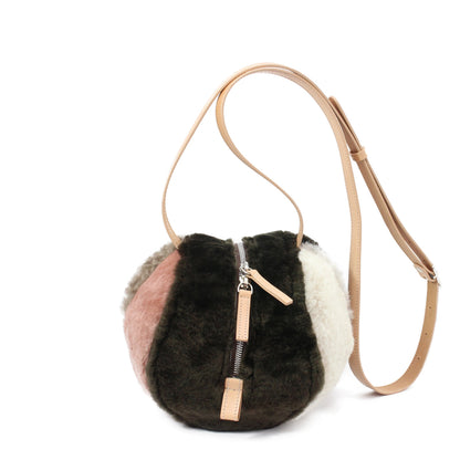 HELMET BAG SMALL PATCHWORK Curly + Shearling Cross Mini Bag + Mix