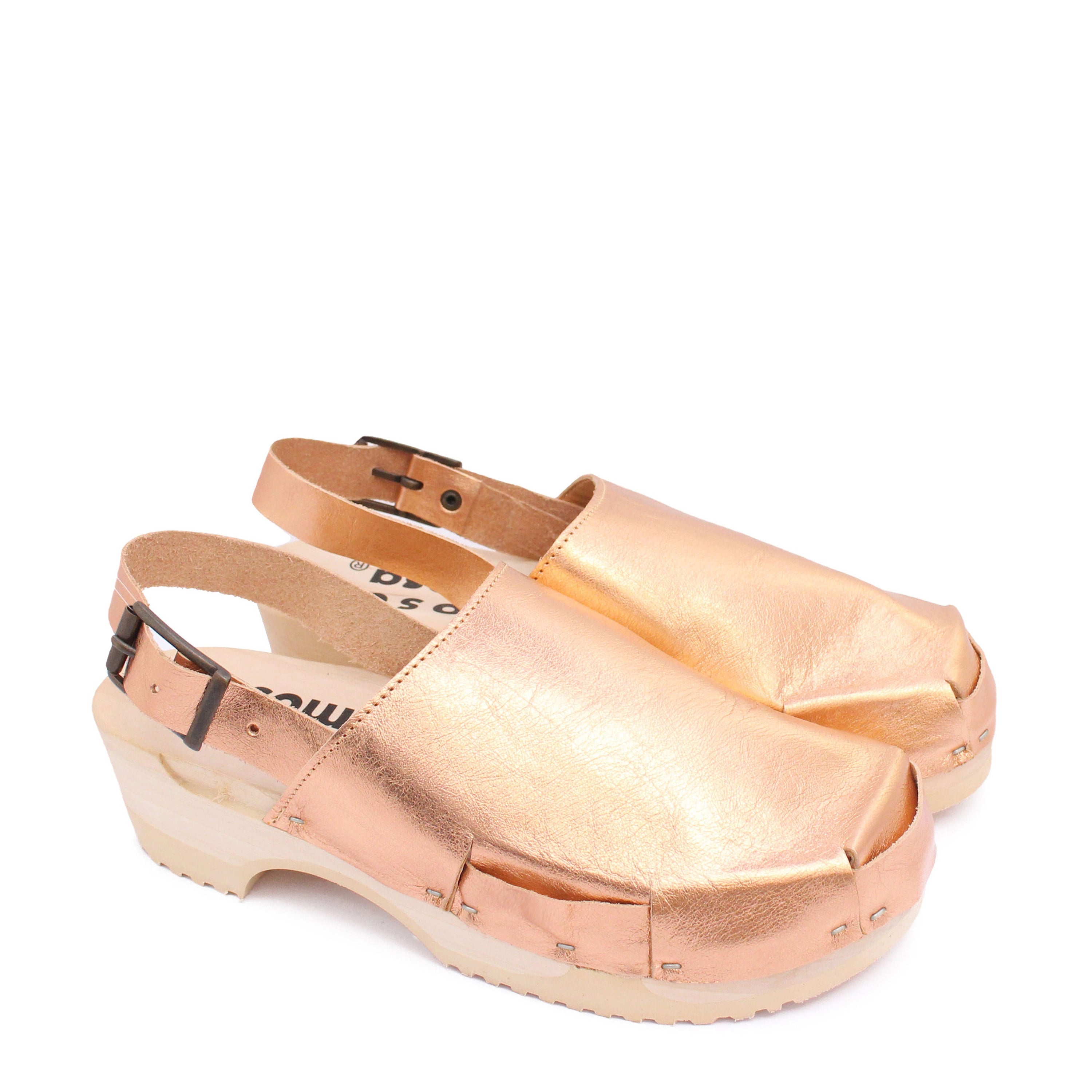 DONAU STRAP Metallic+ Leather Strap Clogs + Copper