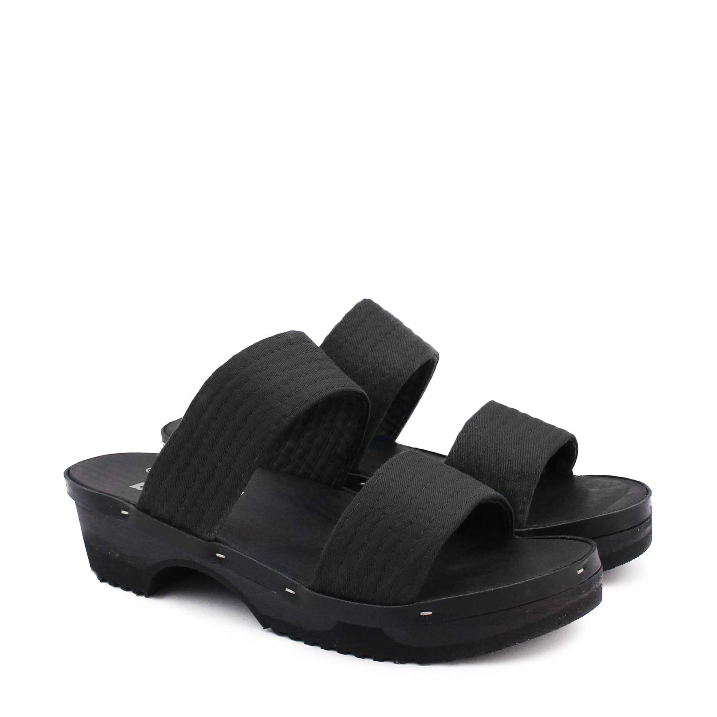 DONAU JUDO + Cotton Dark Clog Sandals + Black