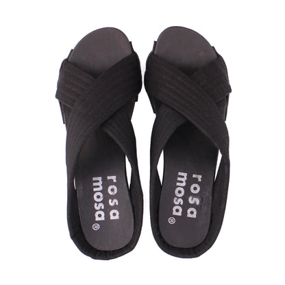 MAGO JUDO + Cotton Dark Clog Sandals + All Black