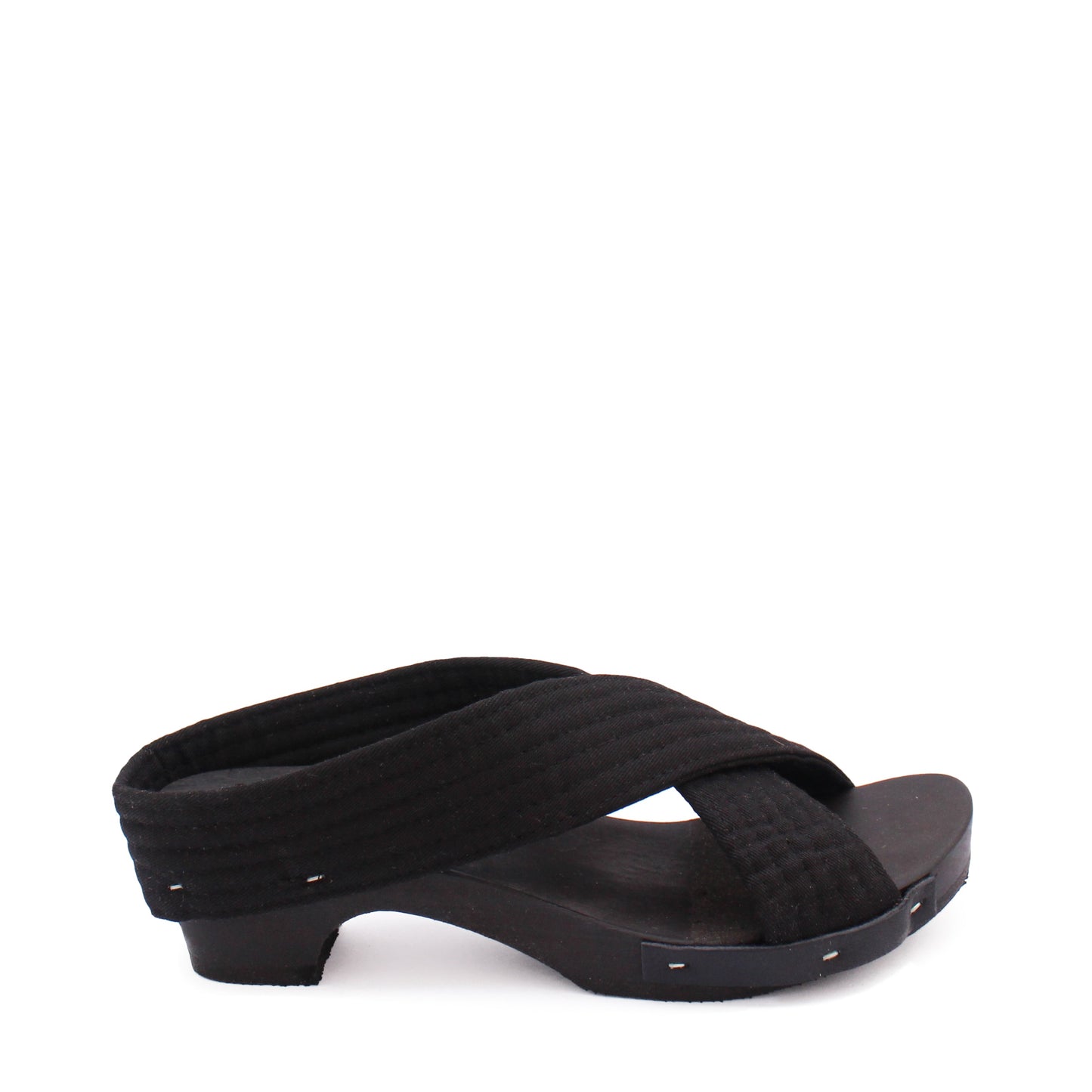 MAGO JUDO + Cotton Dark Clog Sandals + All Black
