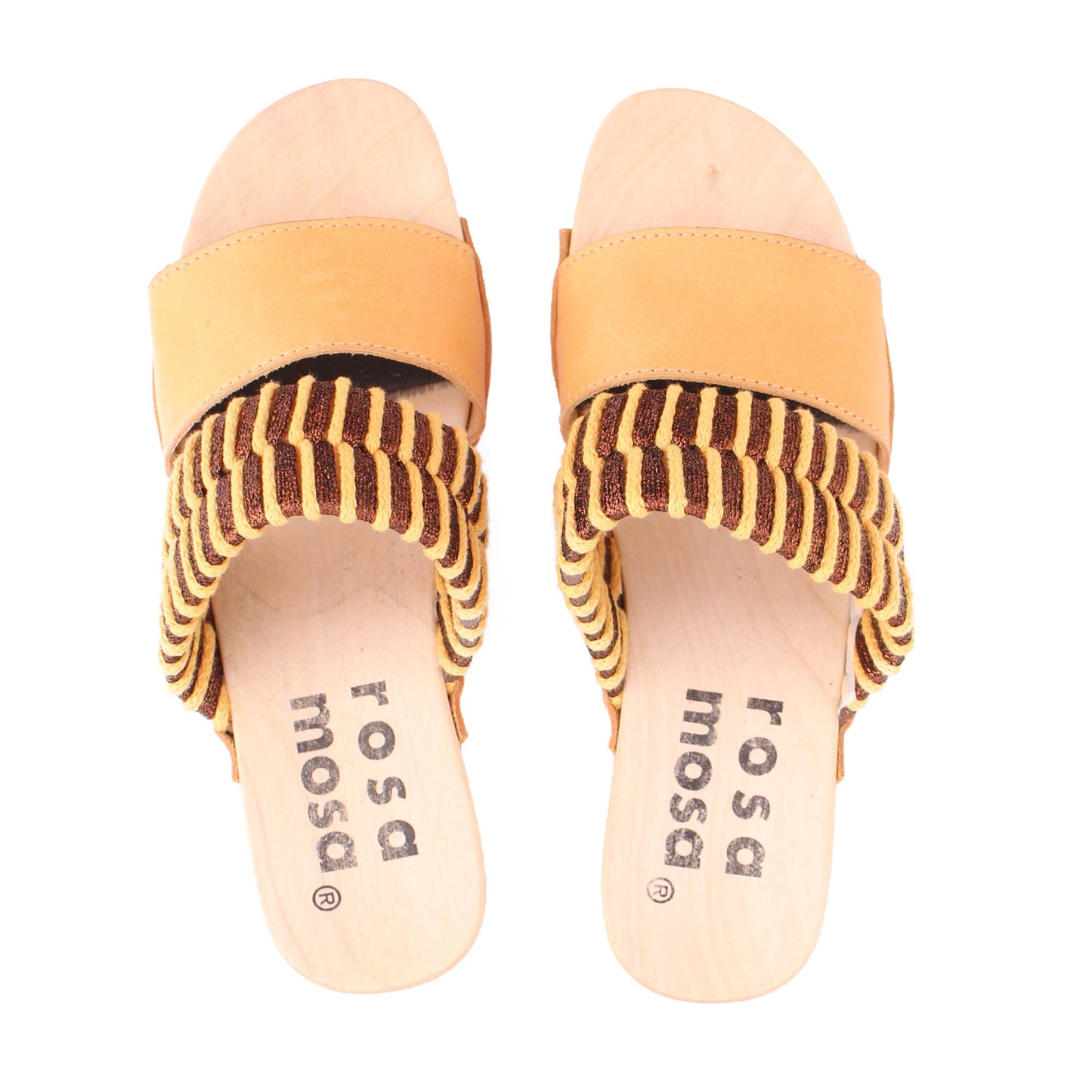 MAGO KNOT + Cotton Leather Clog Sandals + Mango / Bronze