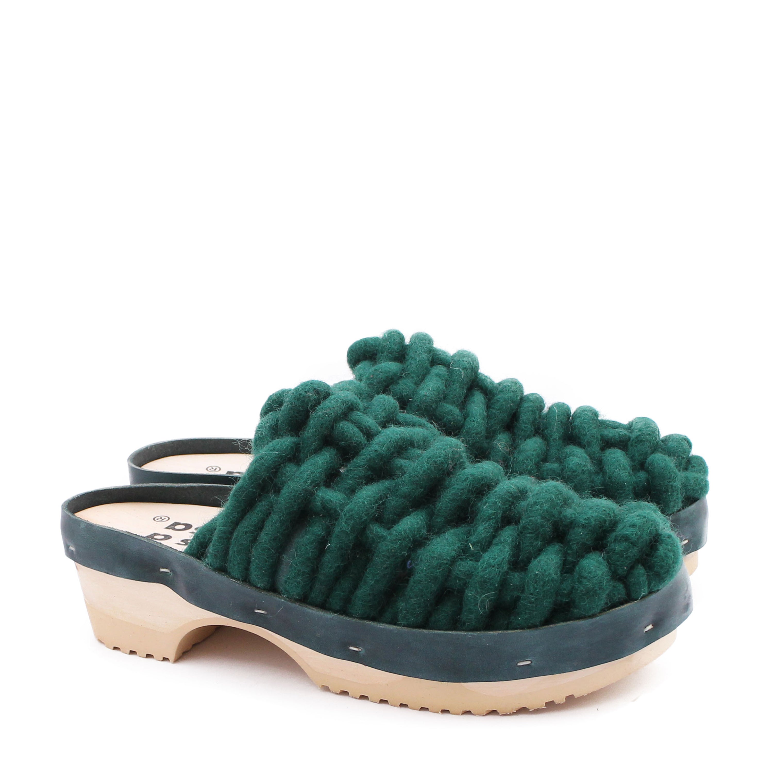 NET PANTO WOOL + Woven Wool Clogs + Emerald