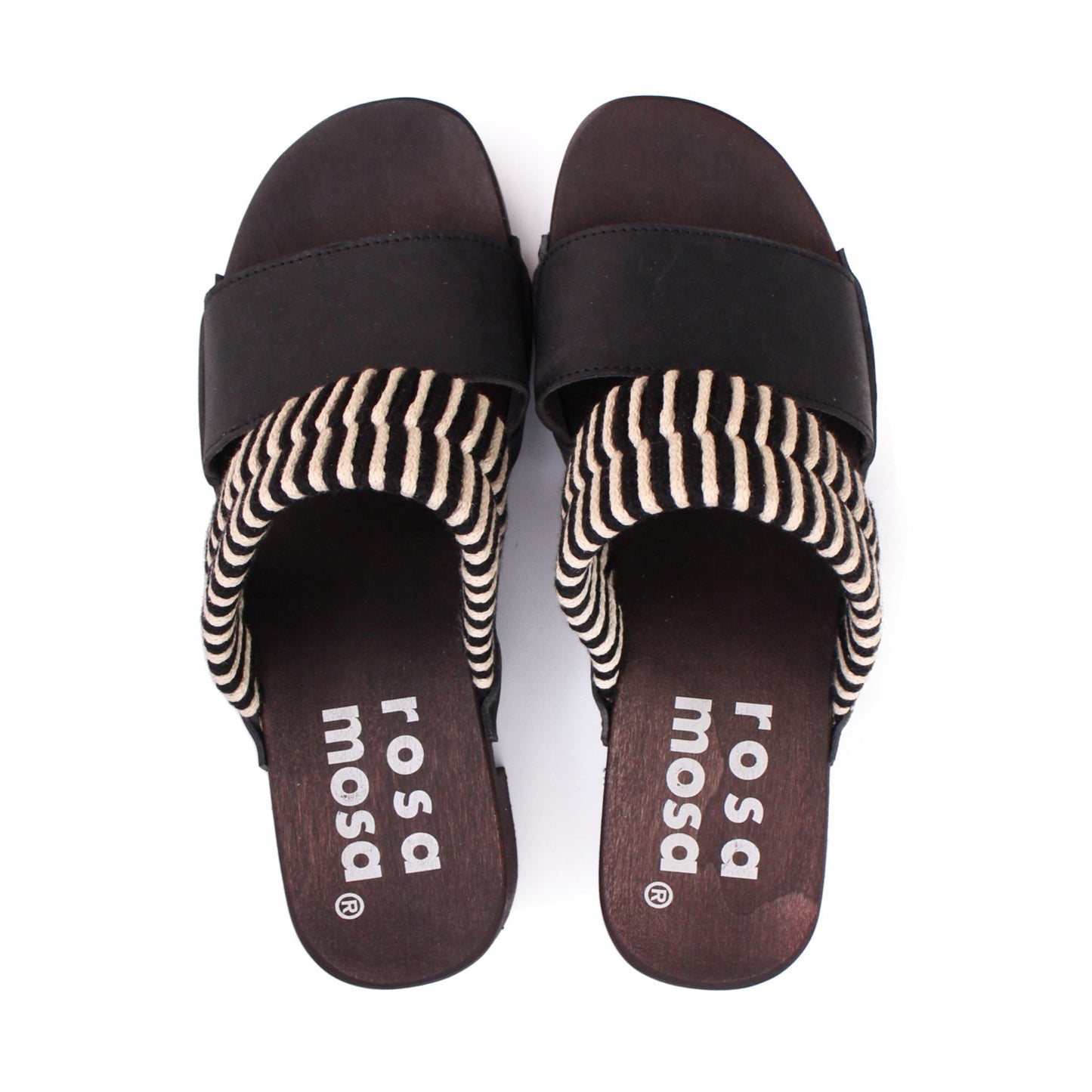 ROCCO KNOT + Cotton Leather Dark Clog Sandals + Black Natural