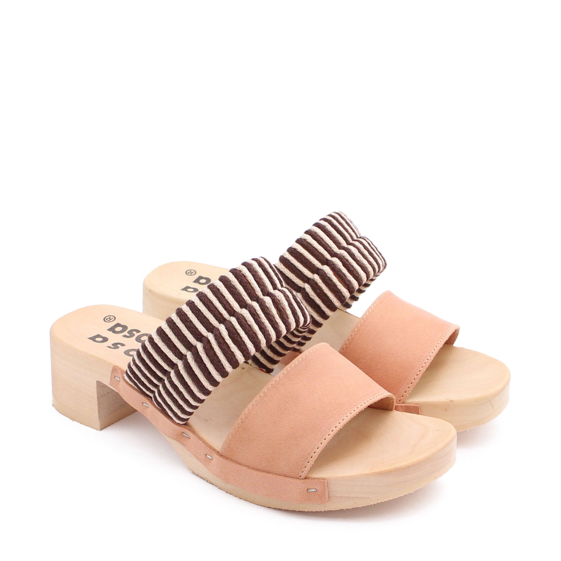 ROCCO KNOT + Cotton Leather Clog Sandals + Coffee Natural