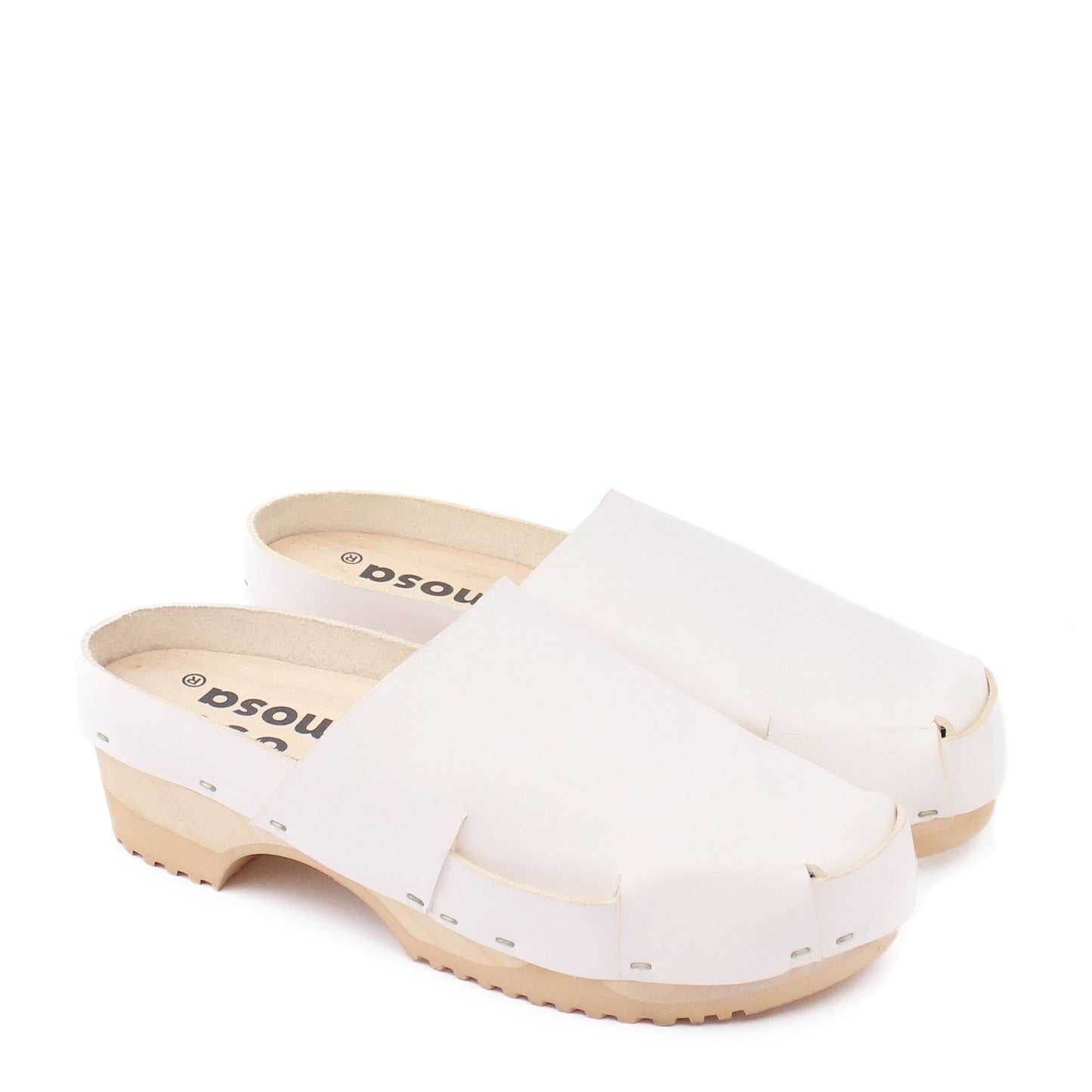 DONAU + Leather Clogs + White