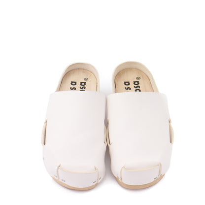 DONAU + Leather Clogs + White
